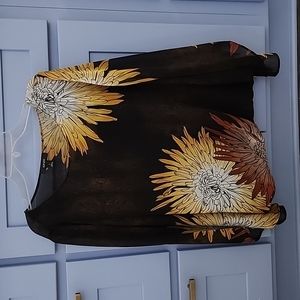 Alfany black / yellow flowers see through